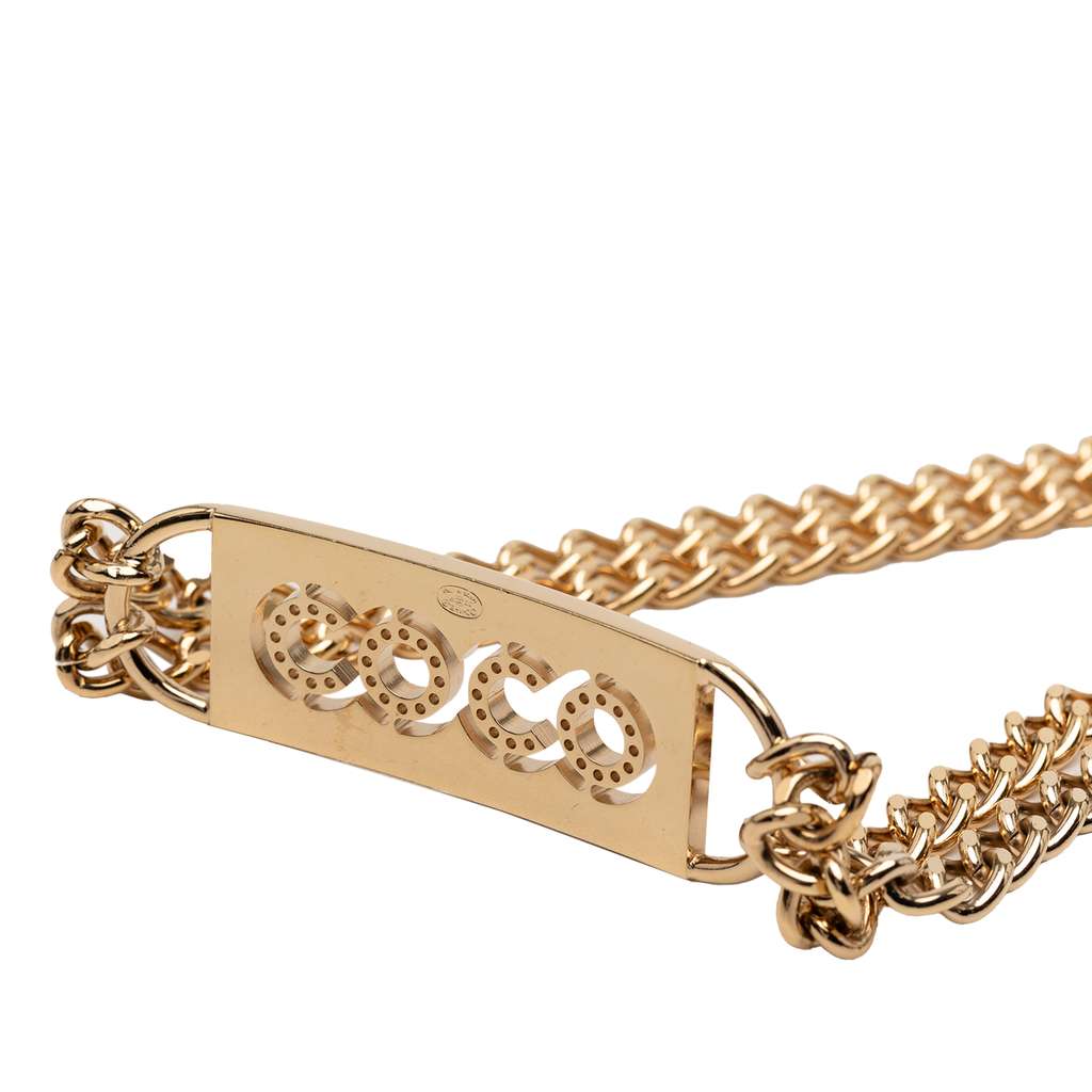 Chanel Gold Plated Coco Double Chain Belt Gold Metal Good condition - Back View
