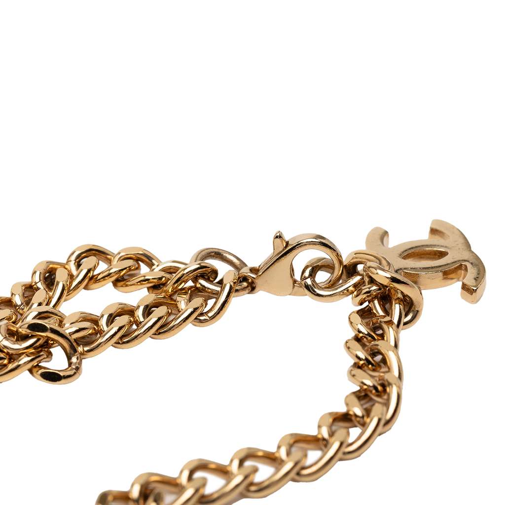 Chanel Gold Plated Coco Double Chain Belt Gold Metal Good condition - Model View