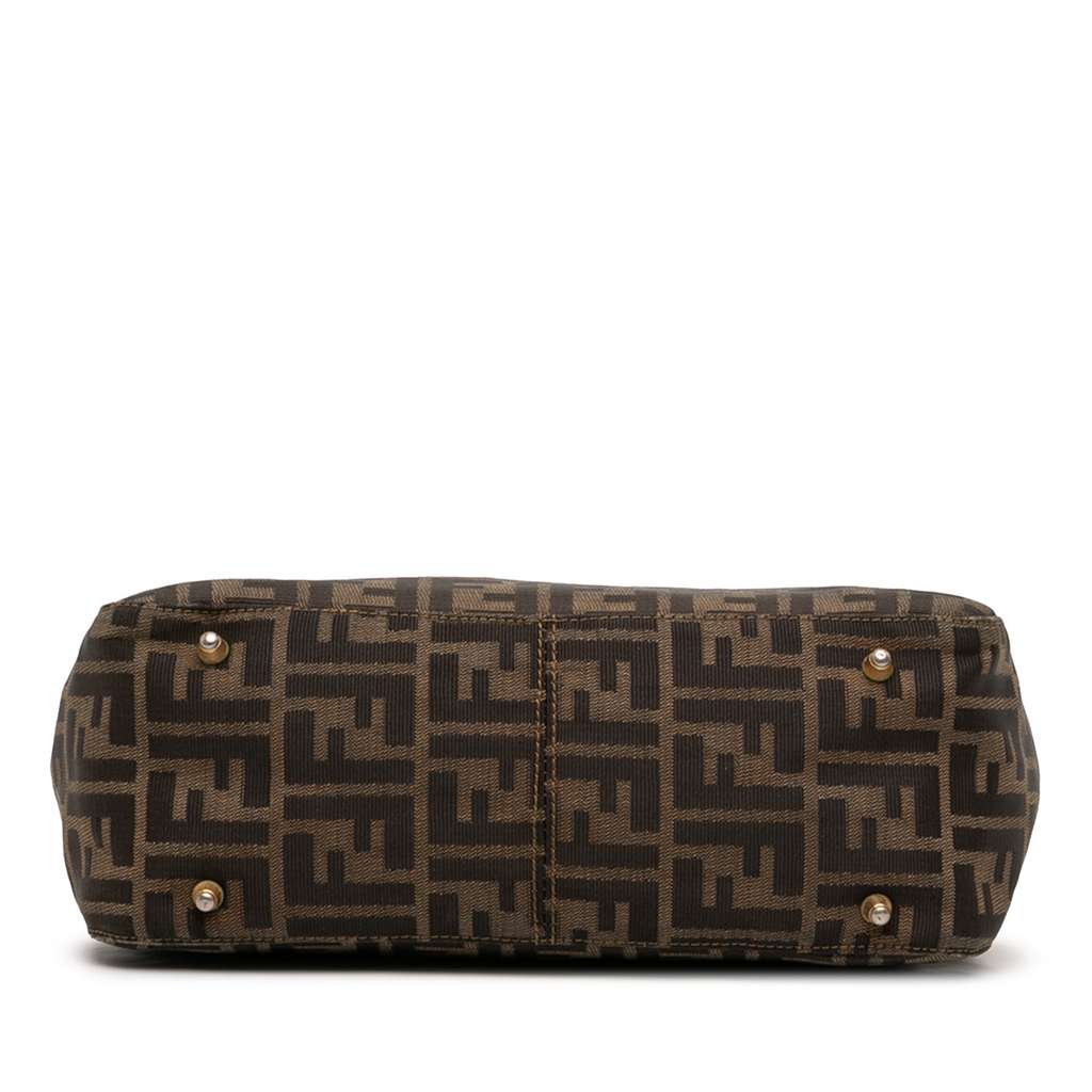 Fendi Small Zucca Canvas Twins Tote Brown Canvas Fair condition - Inside View