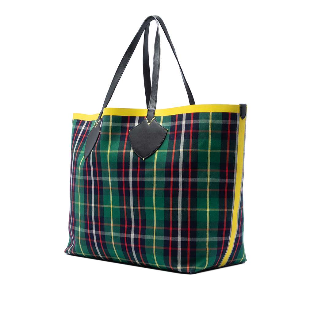 Burberry House Check Canvas The Giant Reversible Tote Green Canvas Good condition - Back View
