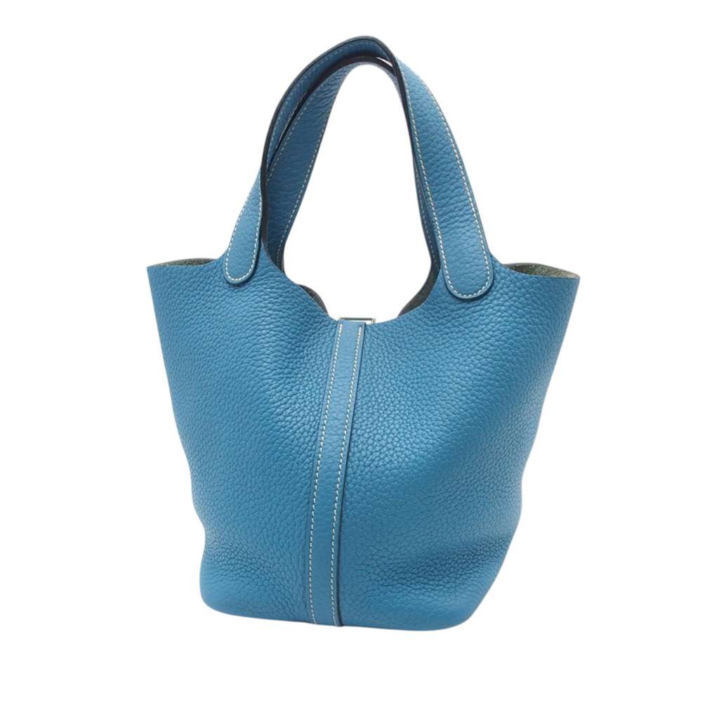 Hermès Clemence Picotin Lock 18 Blue Leather Good condition - Back View