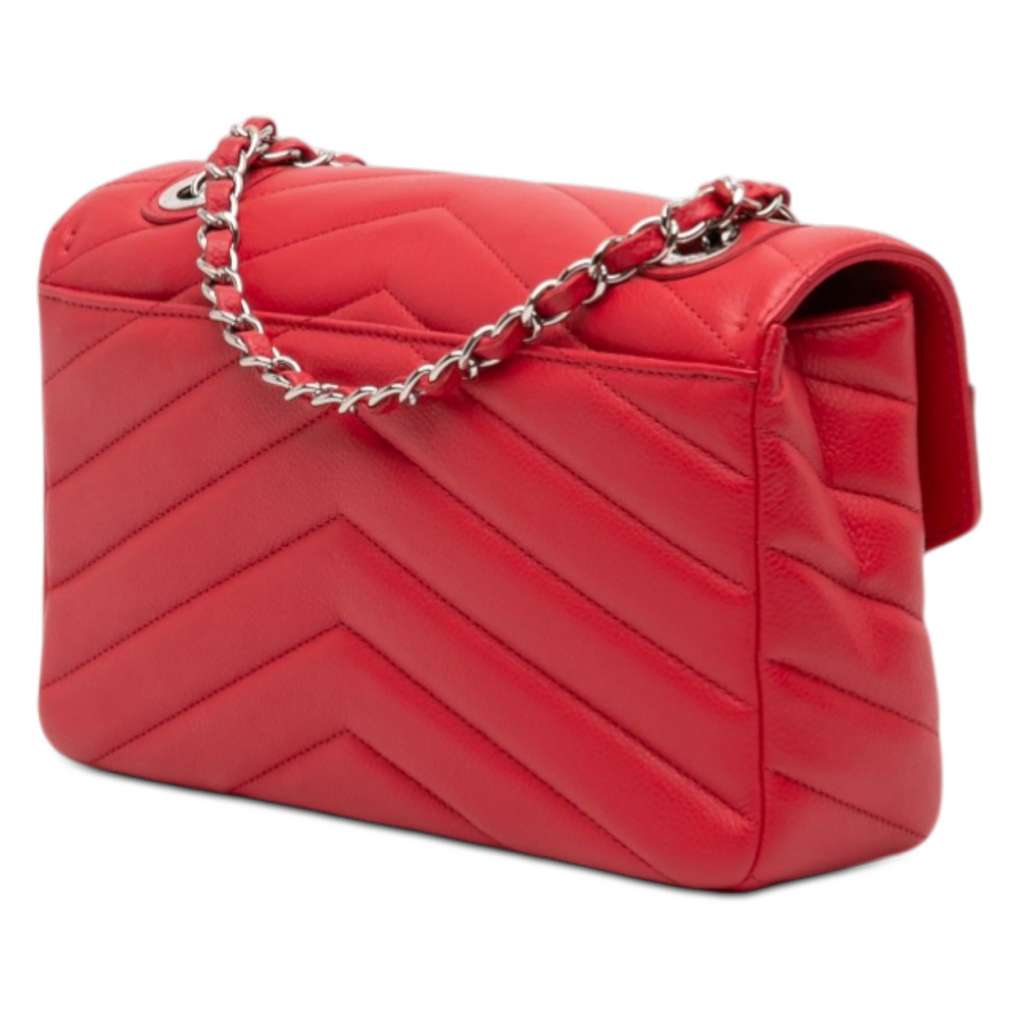 Chanel Medium Chevron Caviar Data Center Envelope Flap Red Leather Good condition - Back View