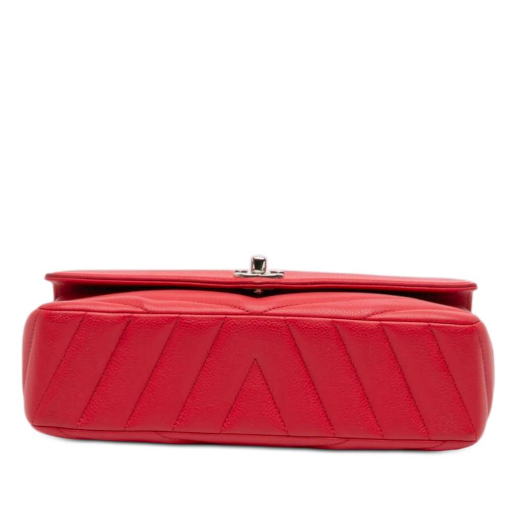 Chanel Medium Chevron Caviar Data Center Envelope Flap Red Leather Good condition - Inside View
