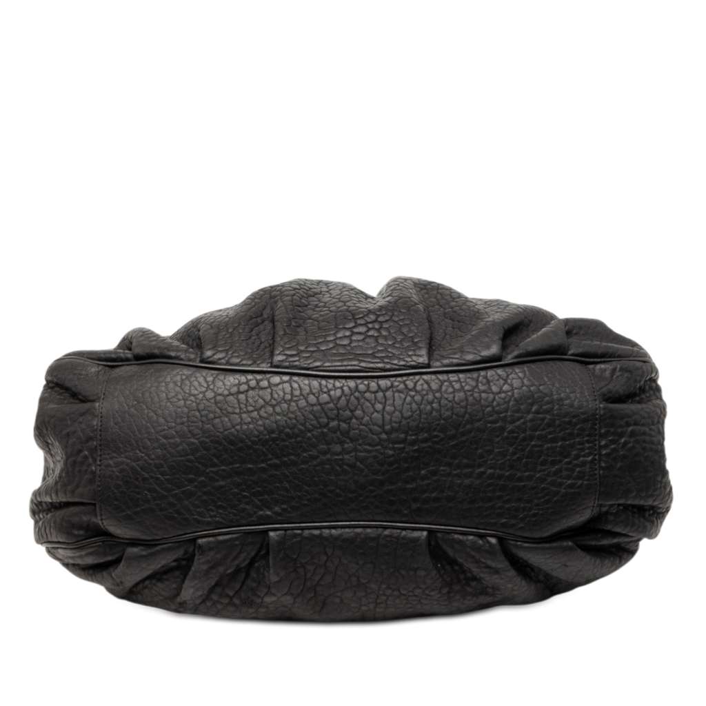 Fendi Large Pebbled Calfskin Mia Shoulder Bag Black Leather Good condition - Inside View