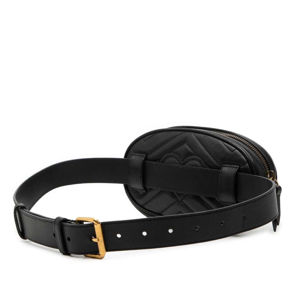 Gucci GG Marmont Matelasse Leather Belt Bag Black Leather Good condition - Back View