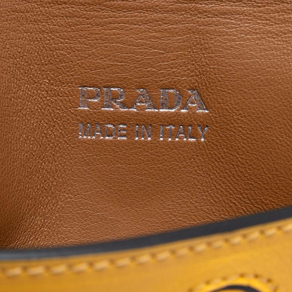 Prada City Calf Leather Buckle Tote Yellow Leather Good condition - Box View