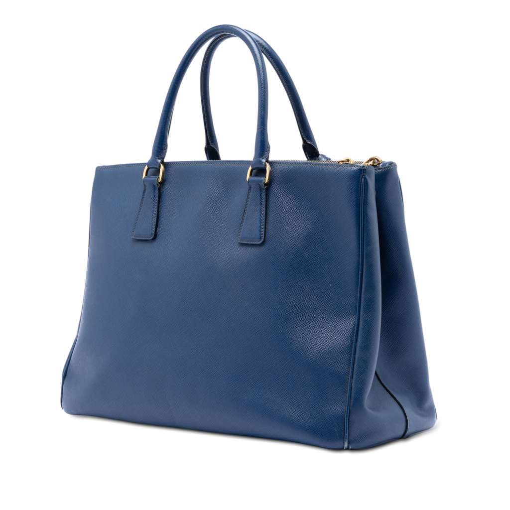 Prada Large Saffiano Lux Galleria Double Zip Tote Blue Leather Good condition - Back View