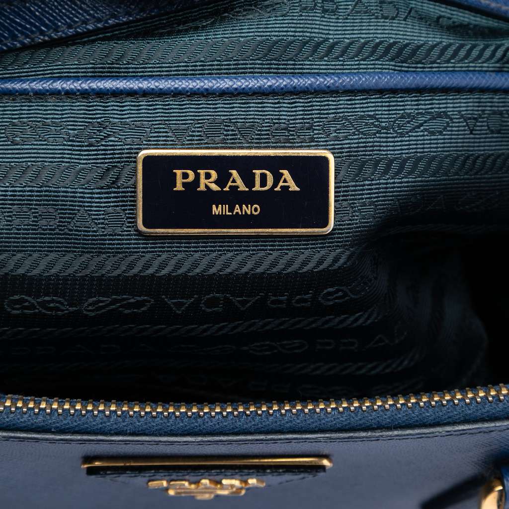Prada Large Saffiano Lux Galleria Double Zip Tote Blue Leather Good condition - Box View