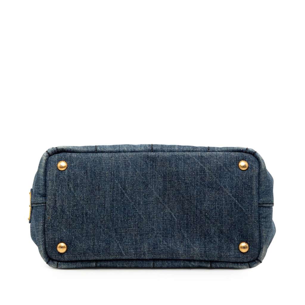 Prada Small Denim Canapa Logo Satchel Blue Denim Good condition - Inside View