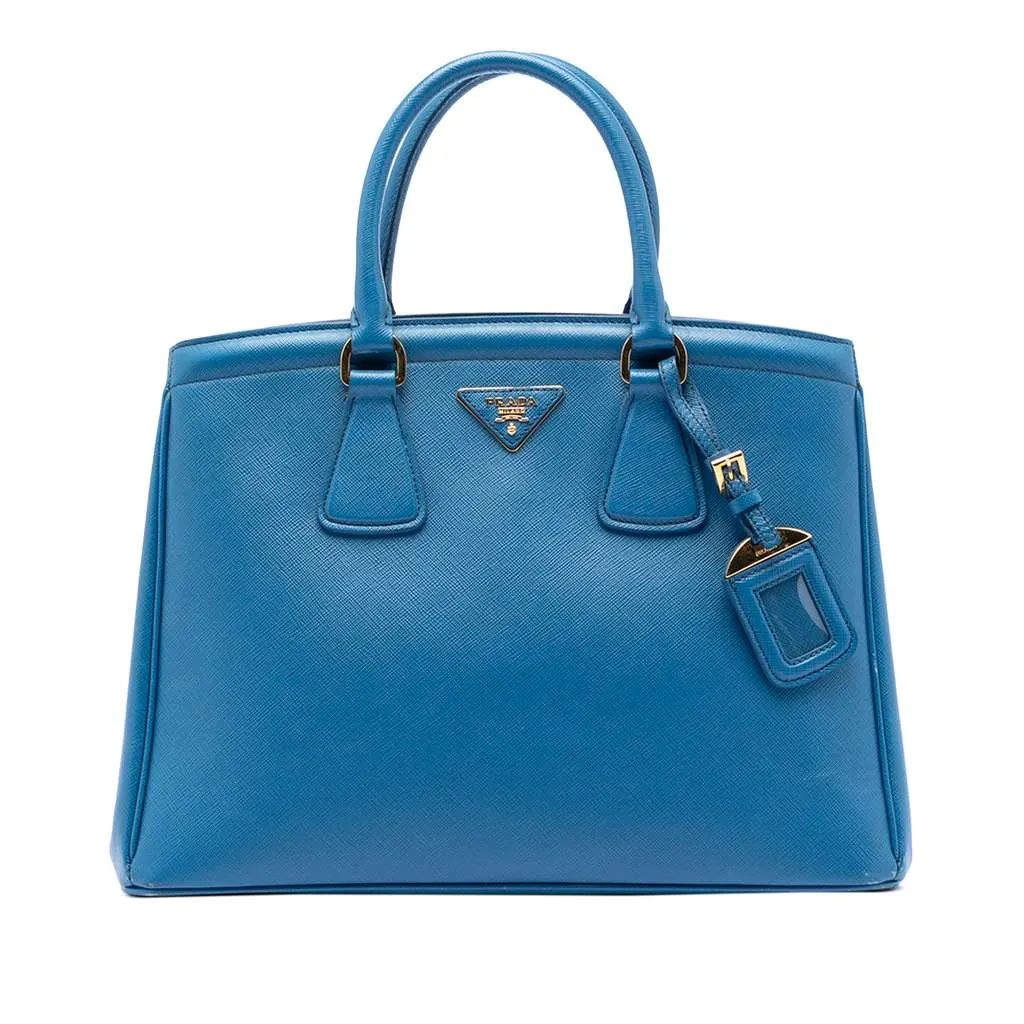 Prada Saffiano Lux Parabole Tote Blue Leather Very good - Front View
