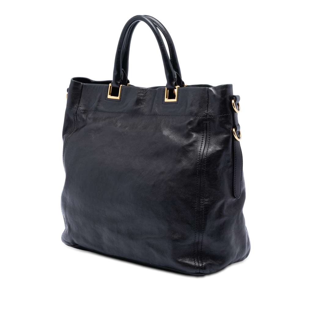 Prada Glace Calf Open Convertible Tote Black Leather Good condition - Back View