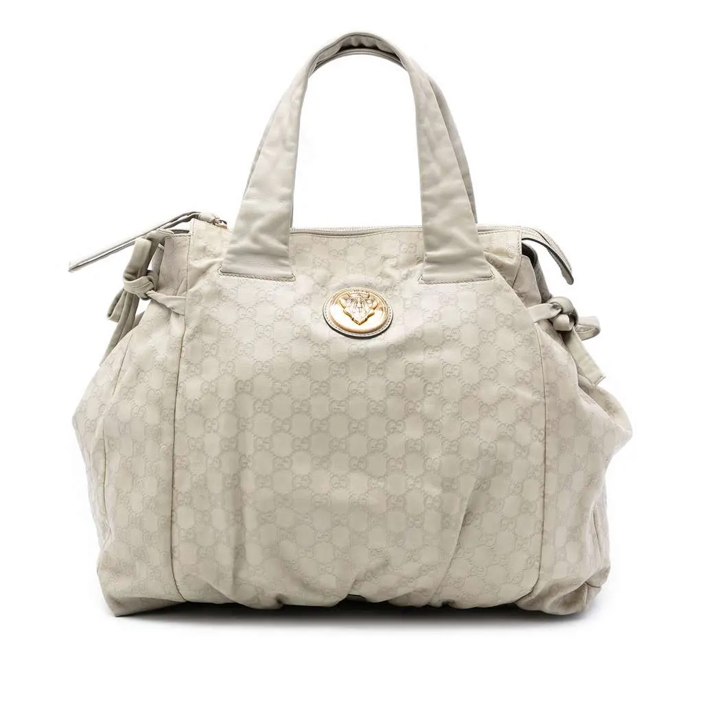 Gucci Large Guccissima Hysteria Tote White Leather Very good - Front View
