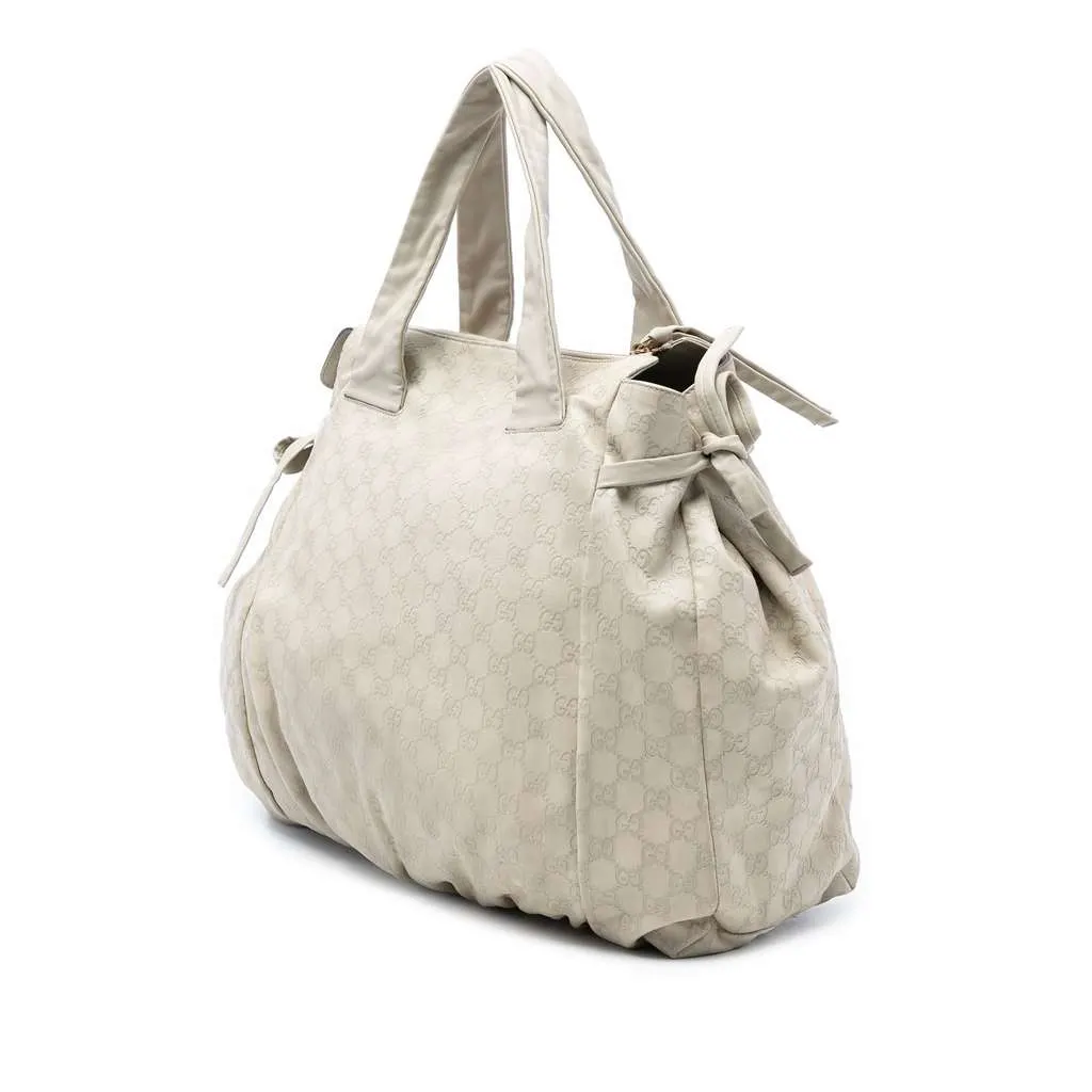 Gucci Large Guccissima Hysteria Tote White Leather Very good - Back View