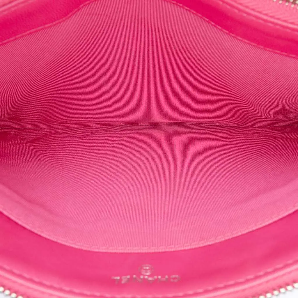 Chanel Quilted Caviar CC Enamel Double Zip Clutch Pink Leather Very good - Box View