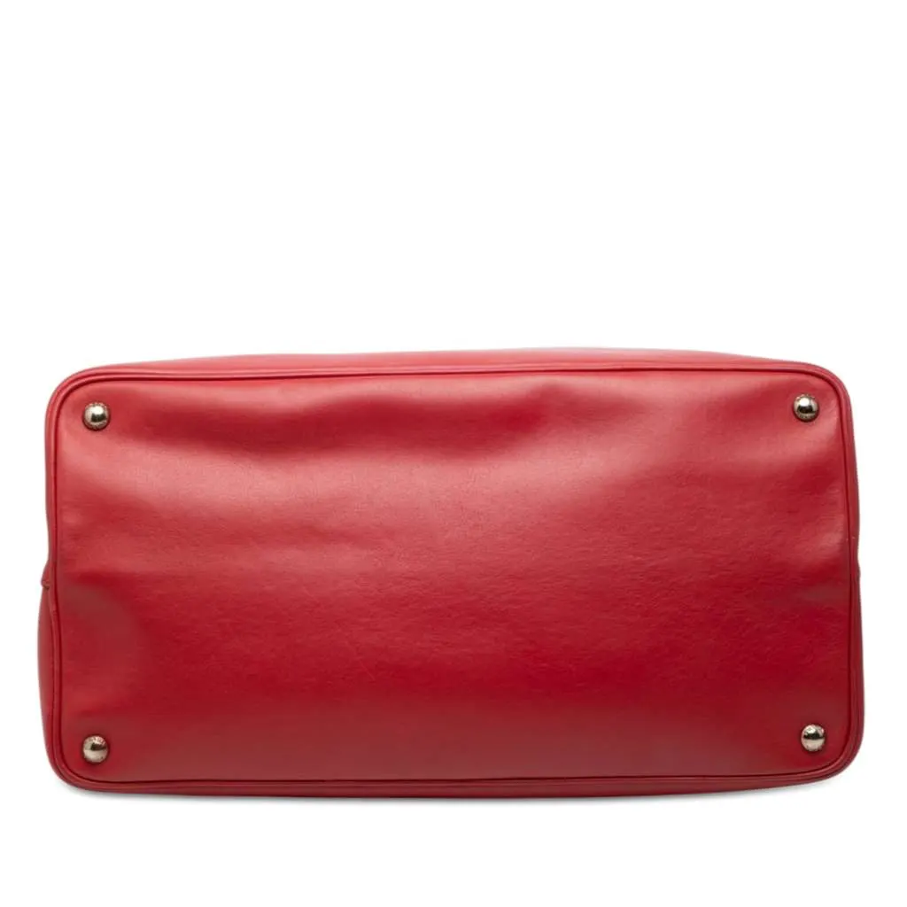 Prada Large Saffiano Cuir Double Satchel Red Leather Very good - Inside View