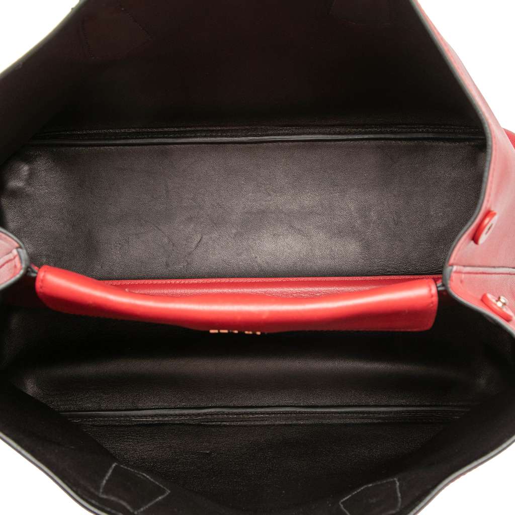 Prada Large Saffiano Cuir Double Satchel Red Leather Good condition - Model View