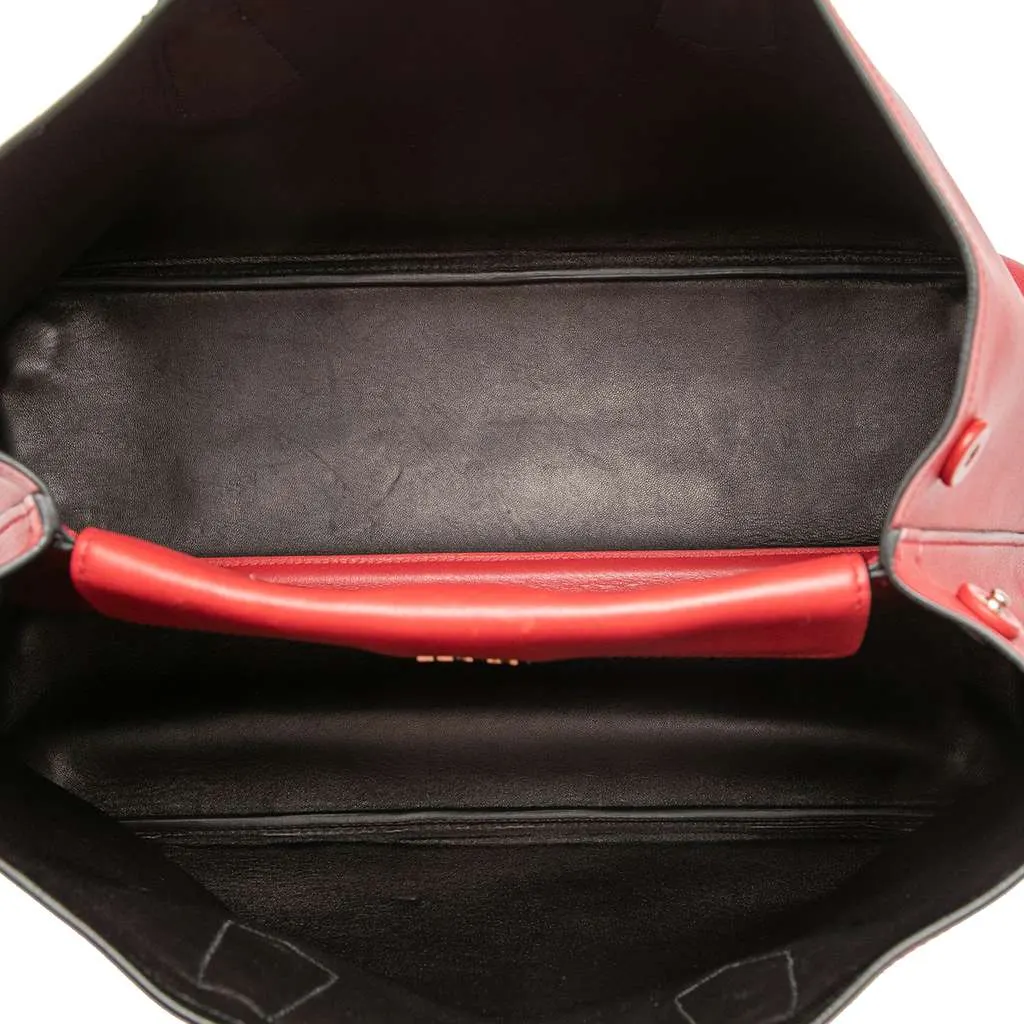 Prada Large Saffiano Cuir Double Satchel Red Leather Very good - Model View