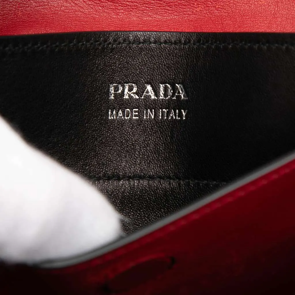Prada Large Saffiano Cuir Double Satchel Red Leather Very good - Box View