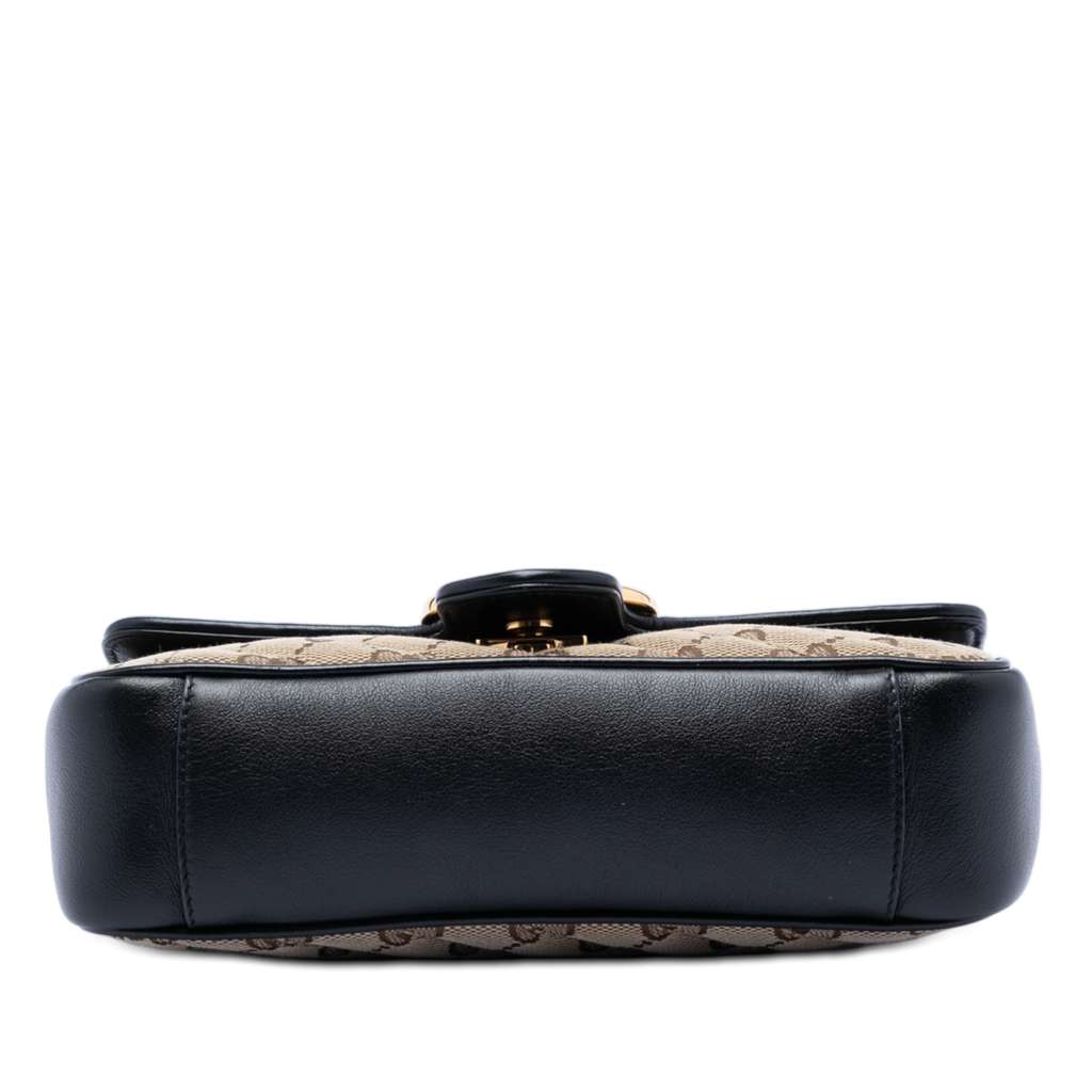 Gucci Small GG Marmont Matelasse Diagonal GG Canvas and Leather Shoulder Bag Brown Canvas Good condition - Inside View