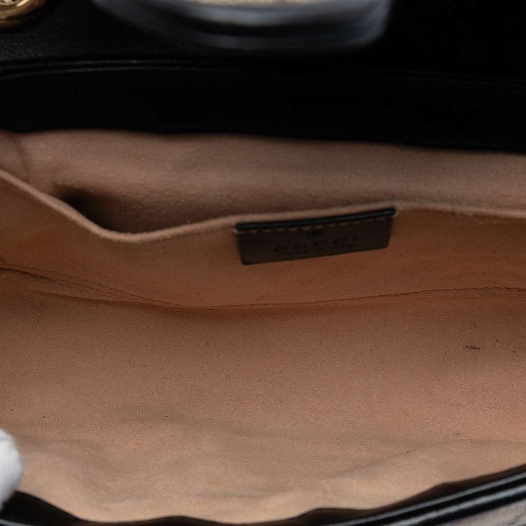 Gucci Small GG Marmont Matelasse Diagonal GG Canvas and Leather Shoulder Bag Brown Canvas Good condition - Model View