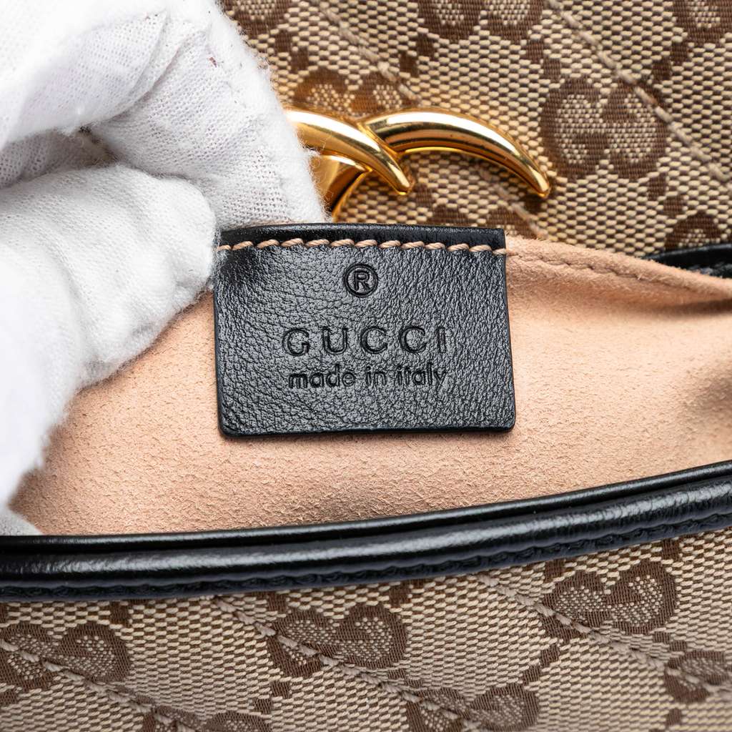 Gucci Small GG Marmont Matelasse Diagonal GG Canvas and Leather Shoulder Bag Brown Canvas Good condition - Box View