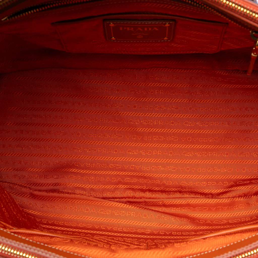 Prada Saffiano Trimmed Denim Handbag Blue Denim Good condition - Model View