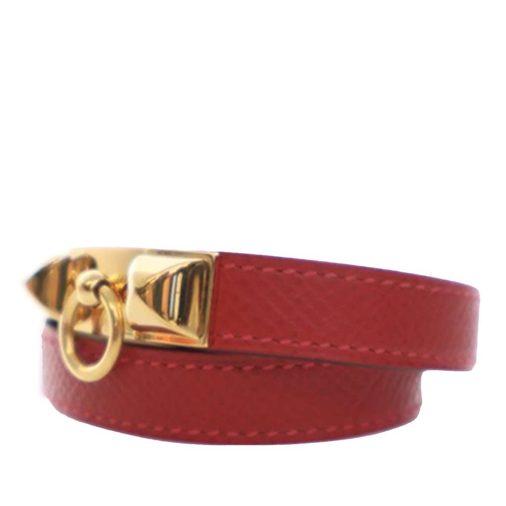 Hermès Epsom Rivale Double Tour Bracelet M Red Leather Good condition - Inside View