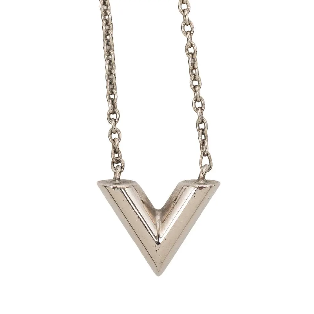 Louis Vuitton Silver Plated Essential V Supple Necklace Silver Metal Very good - Back View