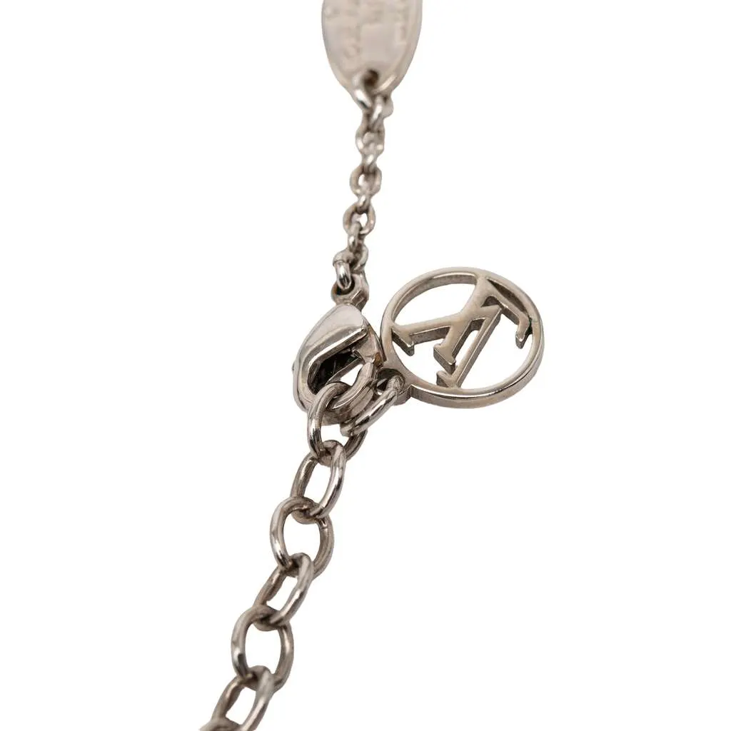 Louis Vuitton Silver Plated Essential V Supple Necklace Silver Metal Very good - Box View