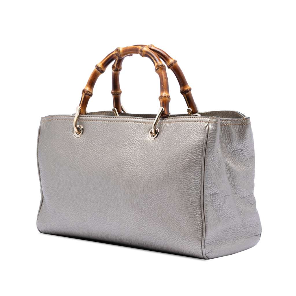 Gucci Medium Calfskin Bamboo Shopper Satchel Gold Leather Good condition - Back View