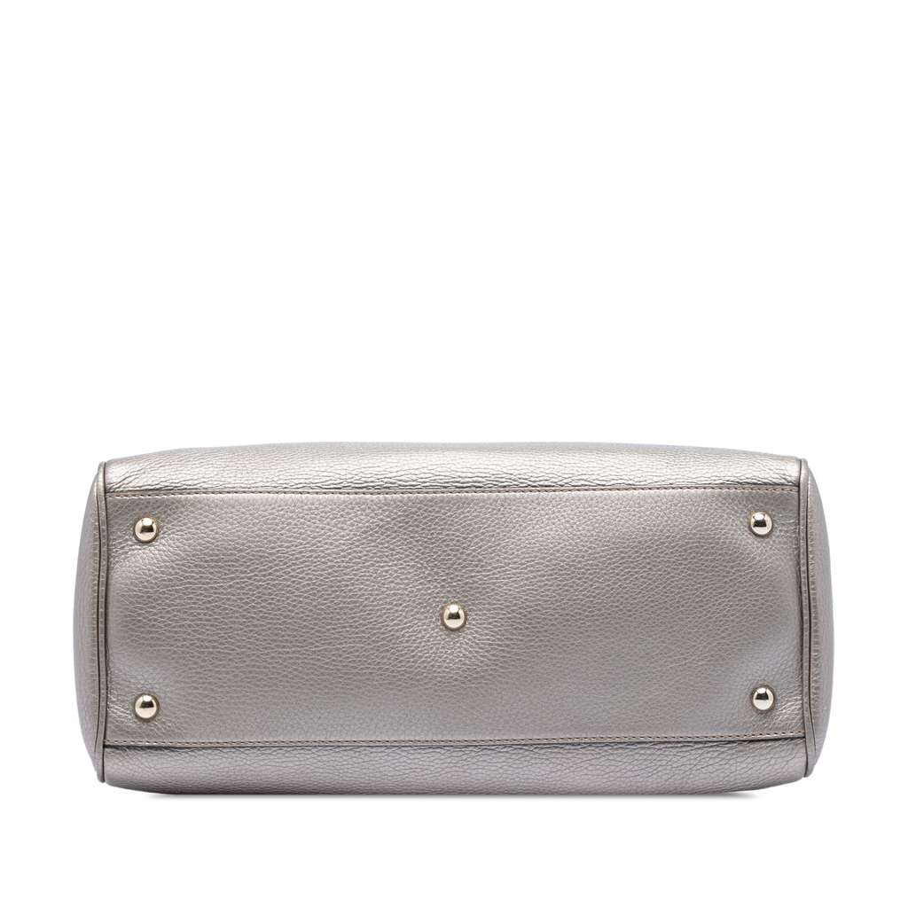 Gucci Medium Calfskin Bamboo Shopper Satchel Gold Leather Good condition - Inside View