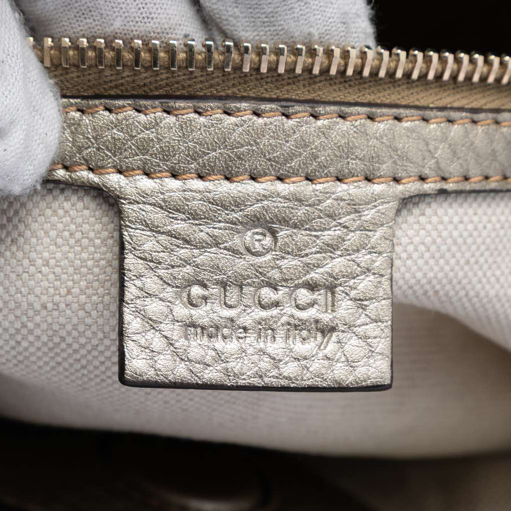 Gucci Medium Calfskin Bamboo Shopper Satchel Gold Leather Good condition - Box View