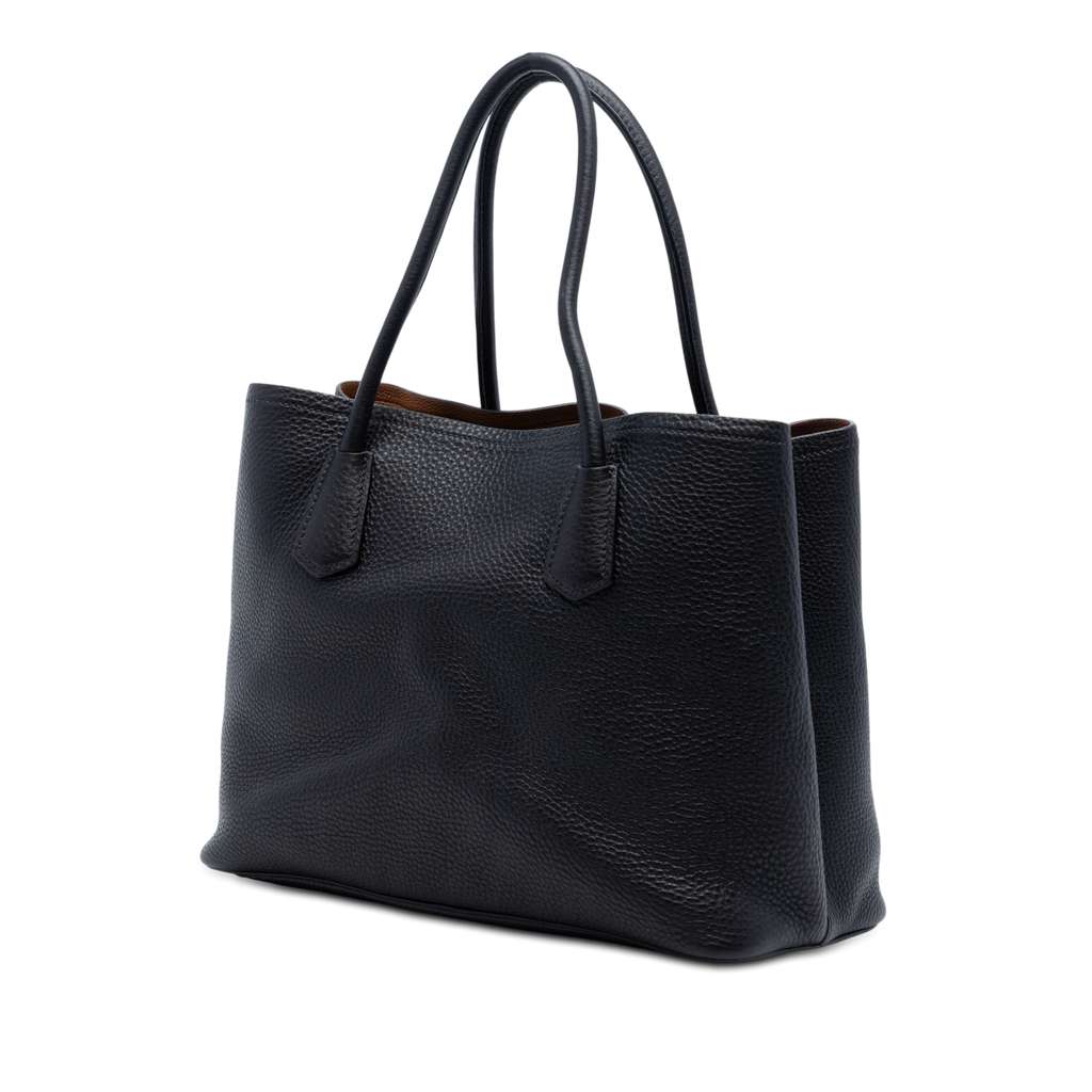 Prada Medium Vitello Daino Cuir Double Handle Satchel Black Leather Good condition - Back View