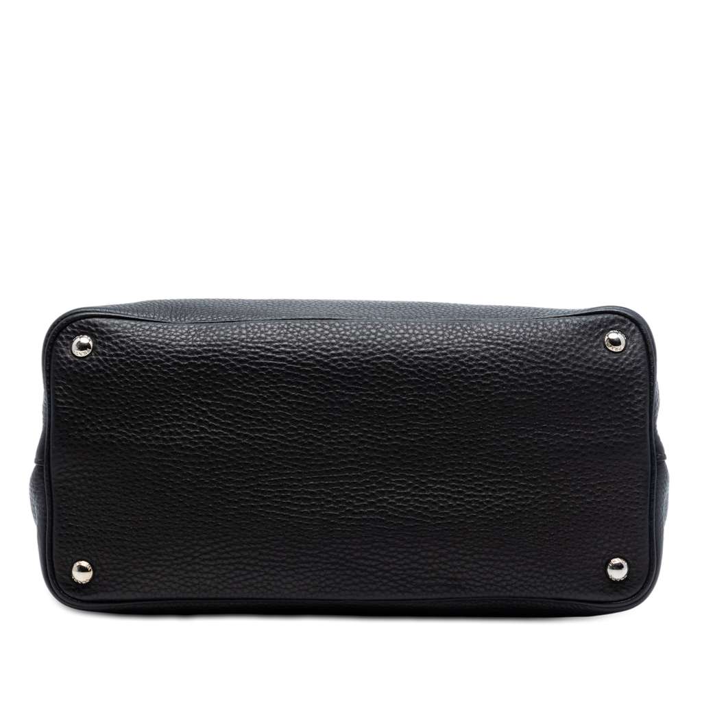 Prada Medium Vitello Daino Cuir Double Handle Satchel Black Leather Good condition - Inside View