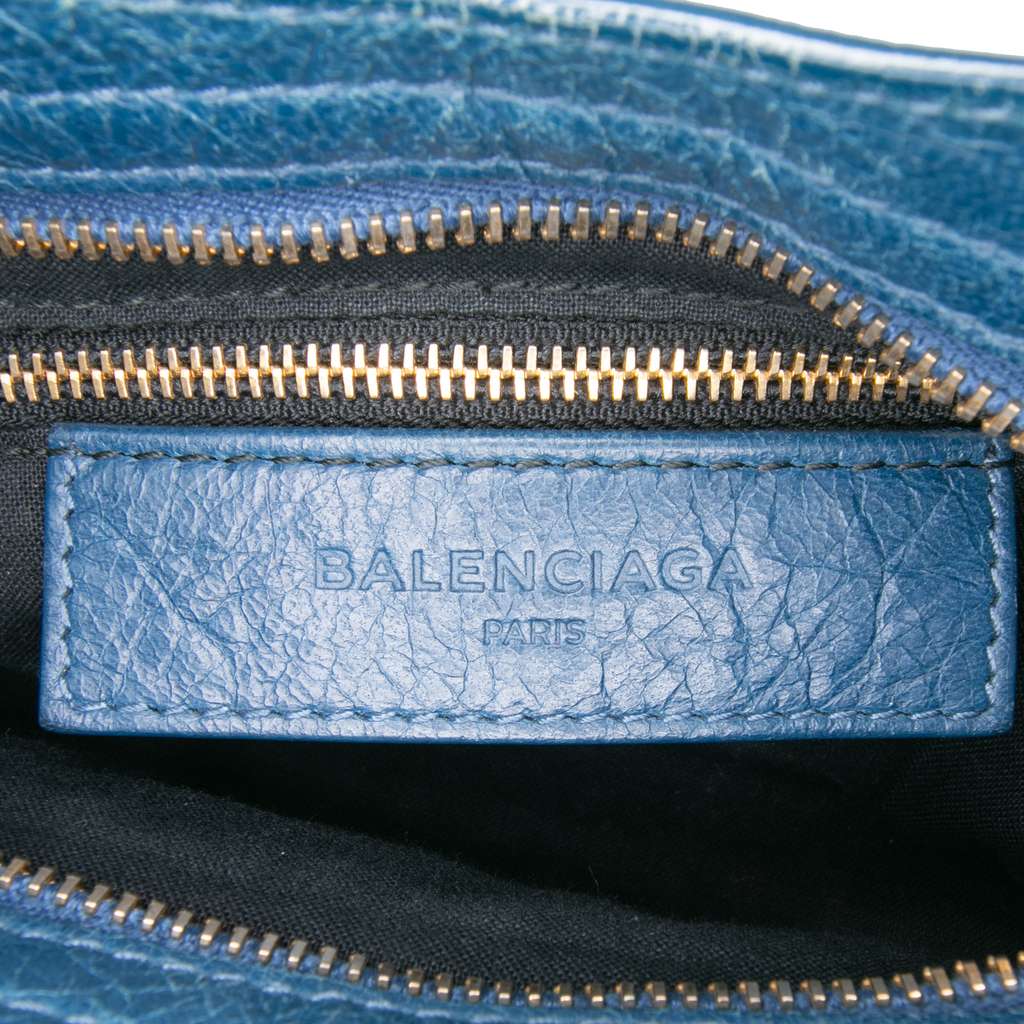Balenciaga Mini Lambskin Motocross Classic City Satchel Blue Leather Good condition - Box View
