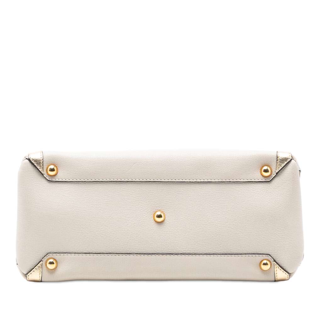 Burberry Medium Bicolor Leather and House Check Banner Satchel White Leather Good condition - Inside View
