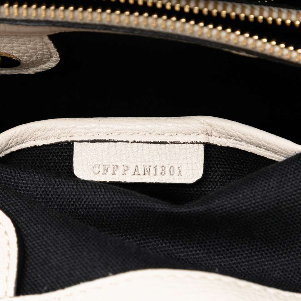 Burberry Medium Bicolor Leather and House Check Banner Satchel White Leather Good condition - Box View