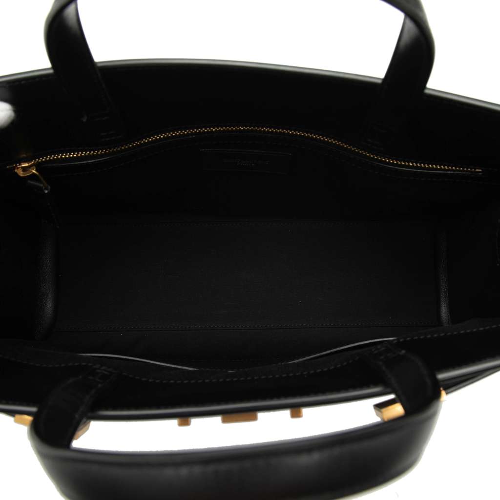 Saint Laurent Small Leather Croc Embossed Manhattan Satchel Black Leather Good condition - Model View