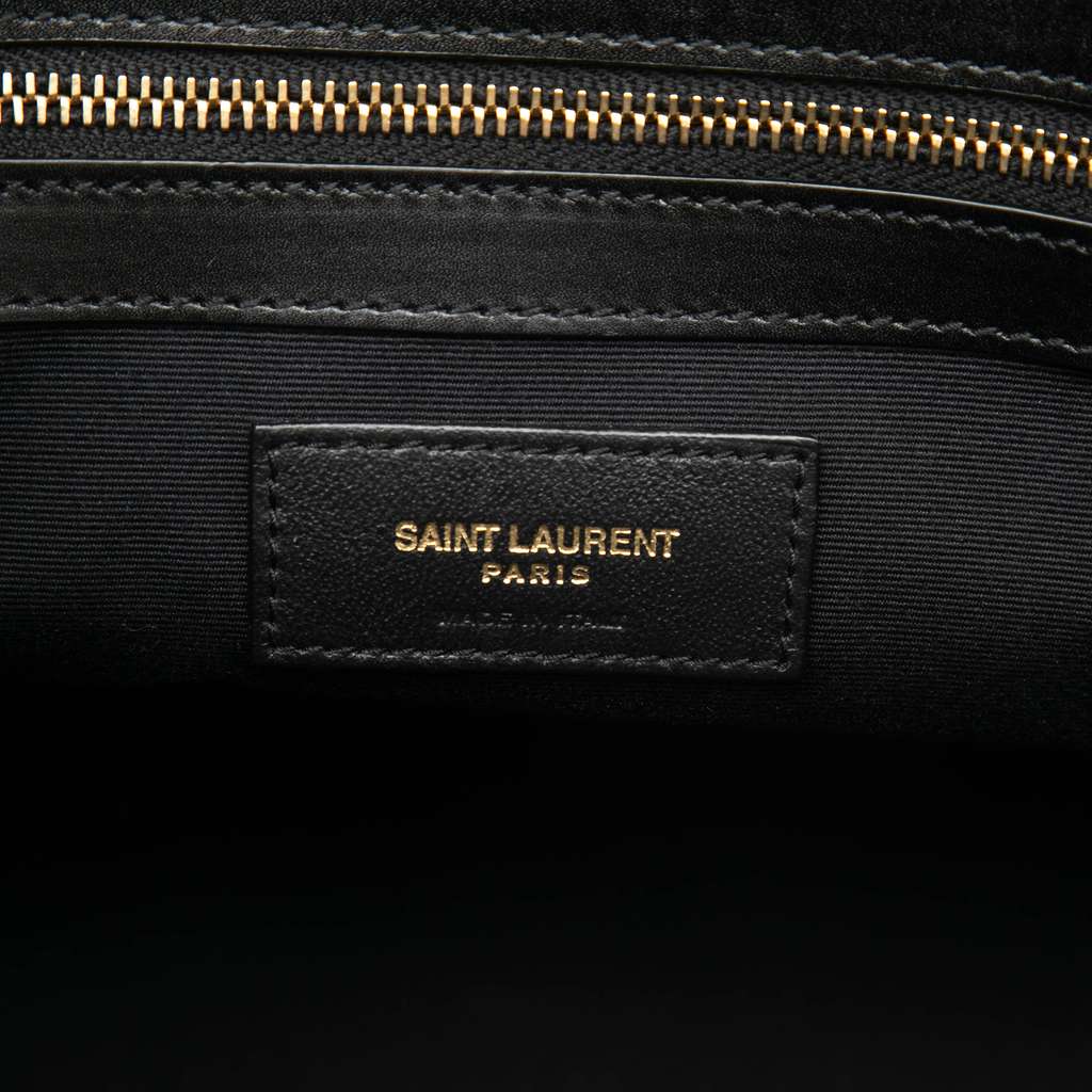 Saint Laurent Small Leather Croc Embossed Manhattan Satchel Black Leather Good condition - Box View