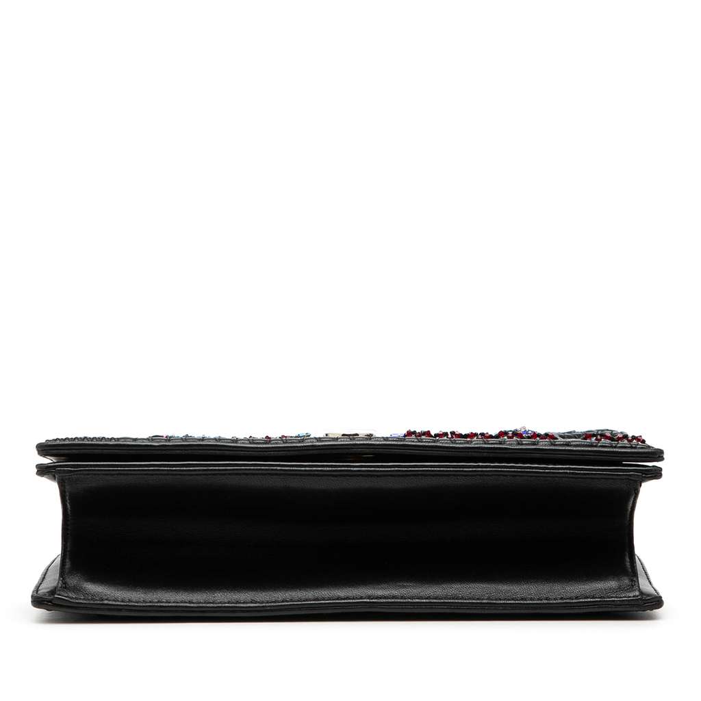 Dior Medium Calfskin Crystal Embroidered Diorama Flap Black Leather Fair condition - Inside View