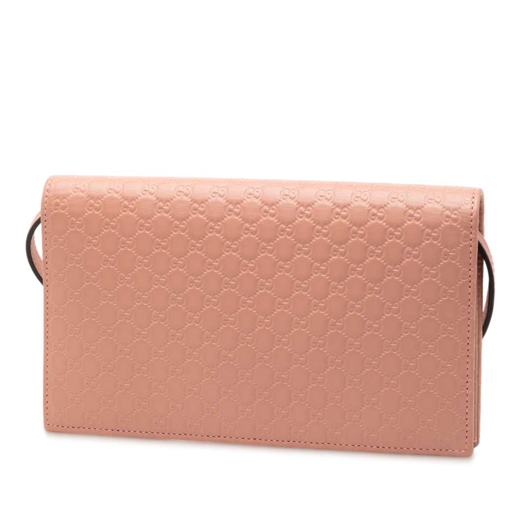 Gucci Microguccissima Wallet on Strap Pink Leather Good condition - Back View