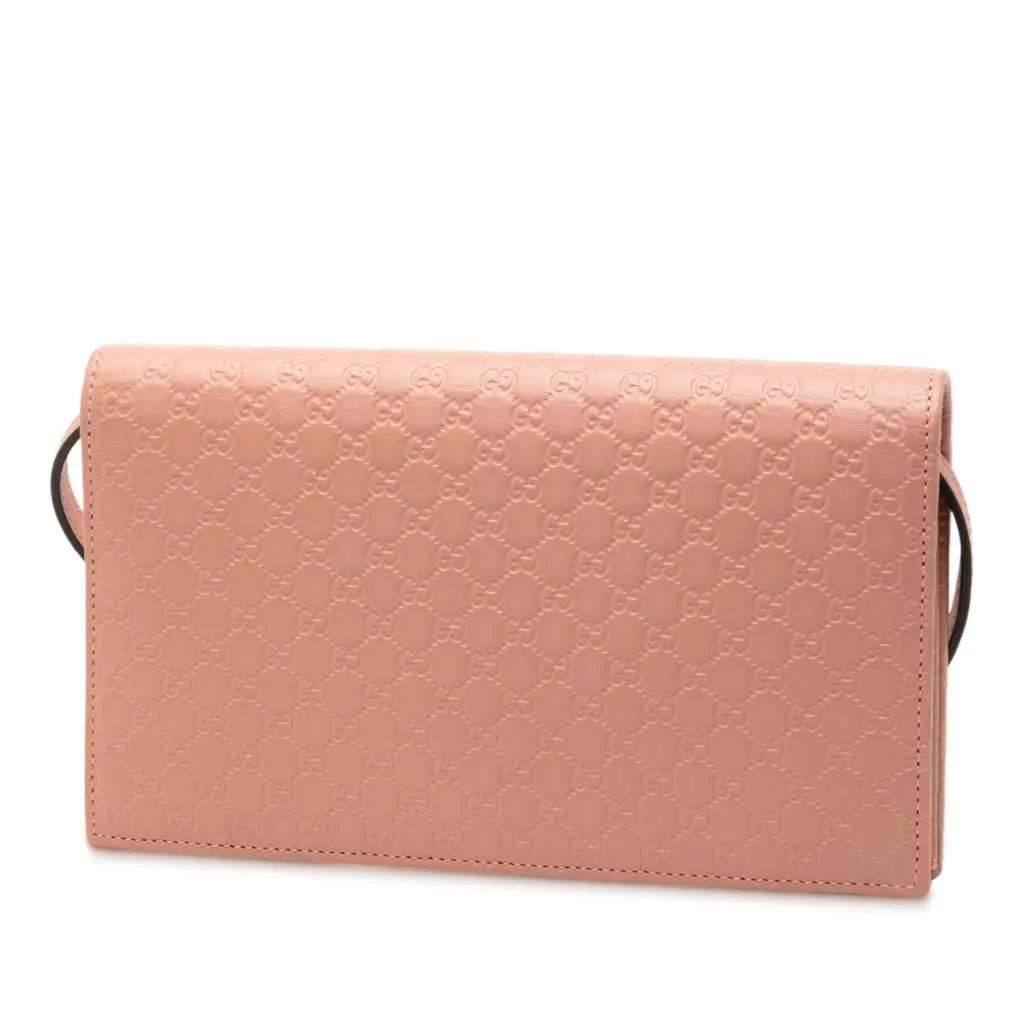 Gucci Microguccissima Wallet on Strap Pink Leather Very good - Back View