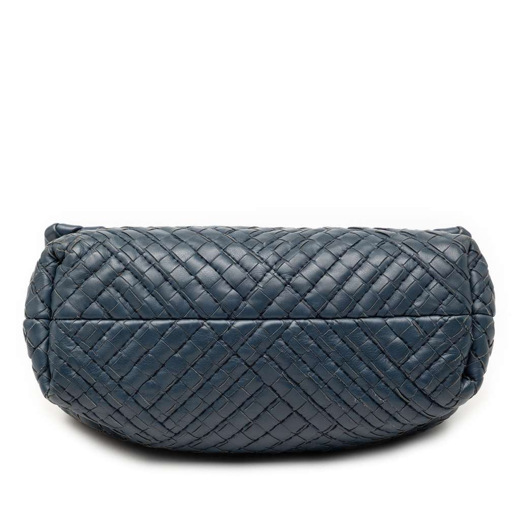 Bottega Veneta Small Nappa Intrecciato Boutis Olimpia Shoulder Bag Blue Leather Good condition - Inside View