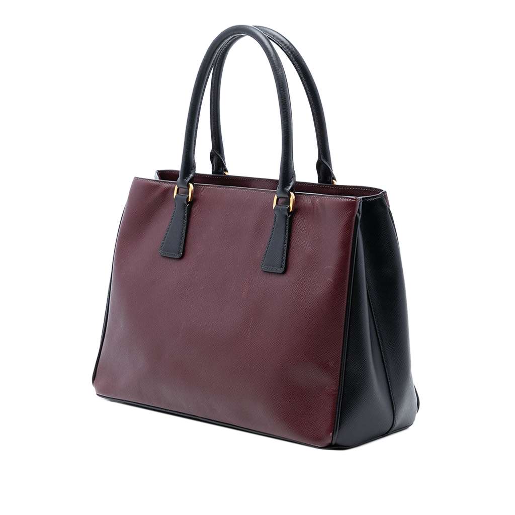 Prada Medium Bicolor Saffiano Lux Galleria Satchel Red Leather Good condition - Back View