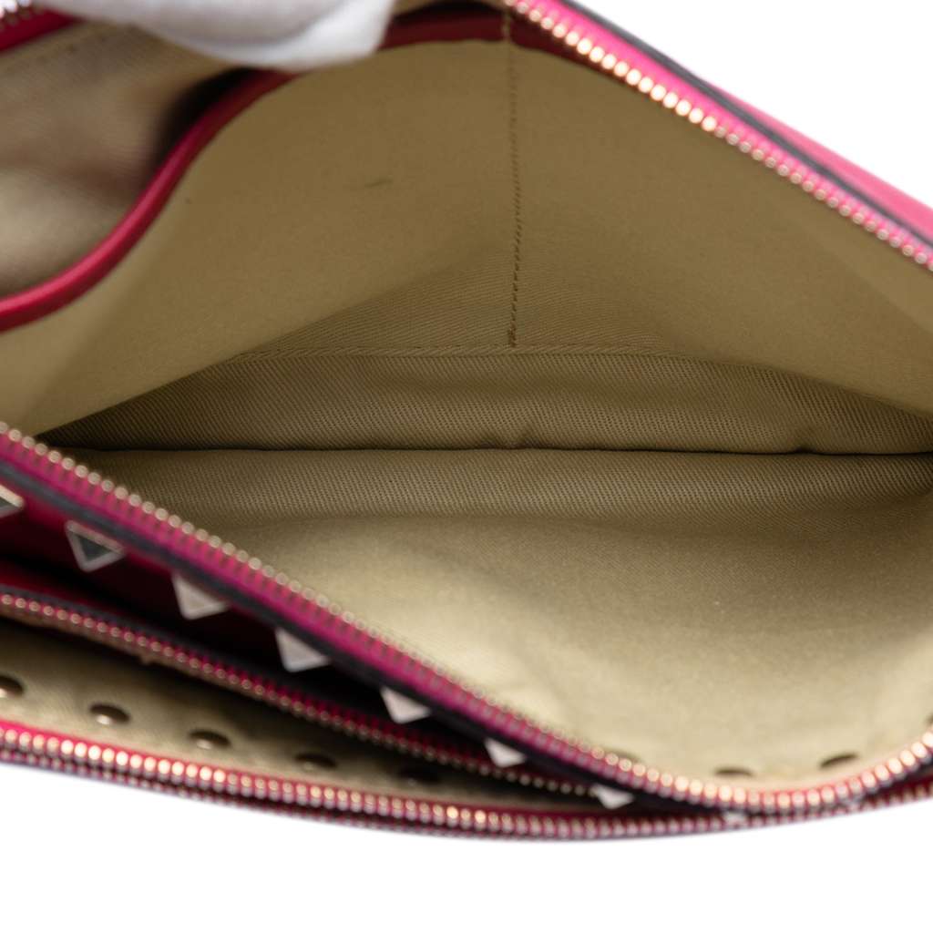 Valentino Leather Rockstud Triple Zip Crossbody Pink Leather Good condition - Model View