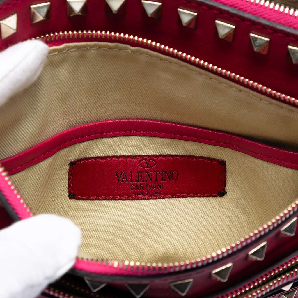 Valentino Leather Rockstud Triple Zip Crossbody Pink Leather Good condition - Box View