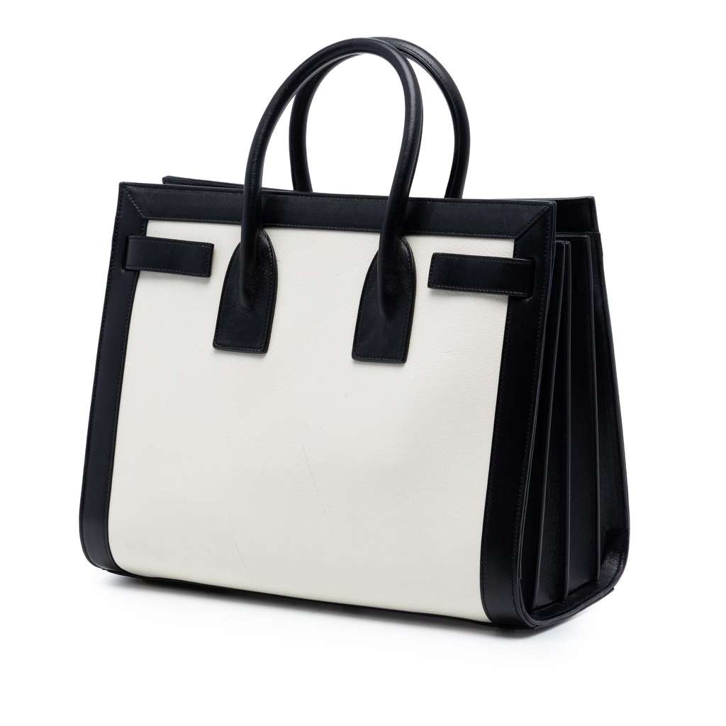 Saint Laurent Small Bicolor Leather Sac de Jour Satchel White Leather Good condition - Back View