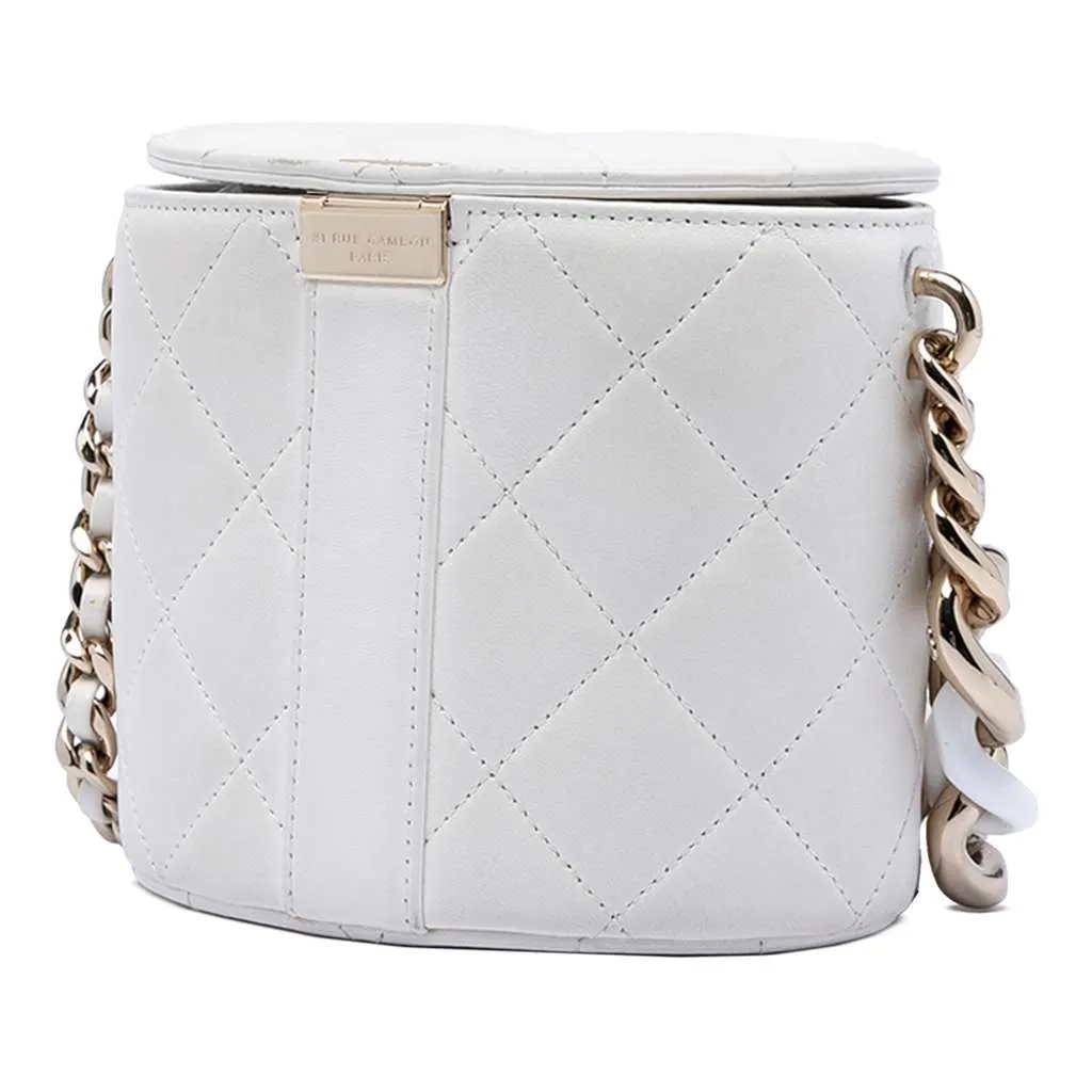 Chanel CC Lambskin Elegant Chain Vanity Case White Leather Very good - Back View