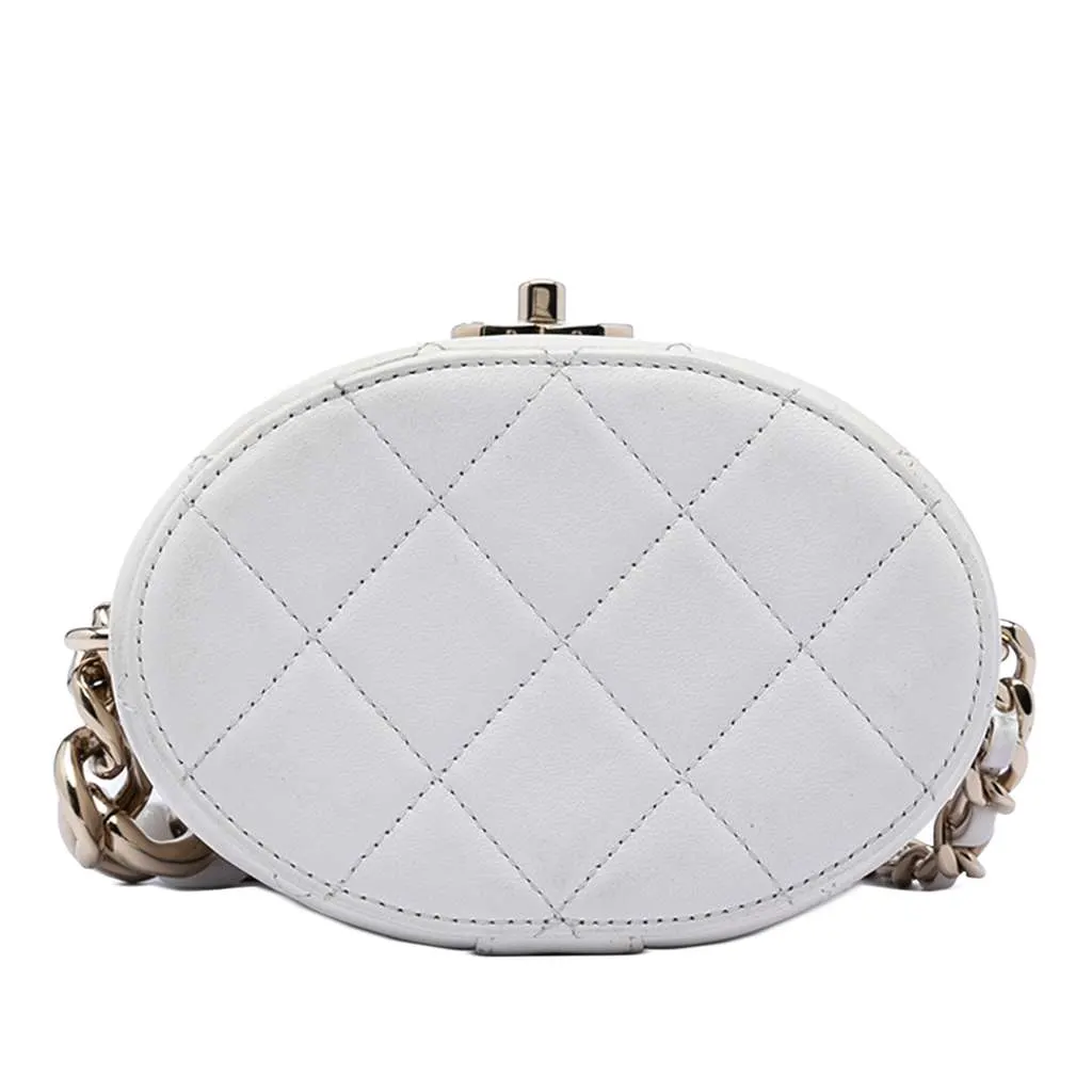 Chanel CC Lambskin Elegant Chain Vanity Case White Leather Very good - Inside View