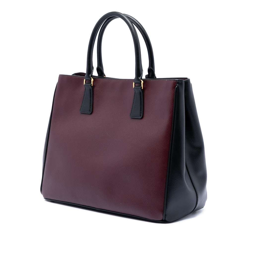 Prada Medium Bicolor Saffiano Lux Galleria Satchel Red Leather Good condition - Back View